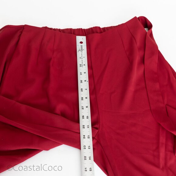 Halara Wrap Pants M Red High Waist Tie Side Wide Leg Office Work Career Holiday - Picture 8 of 9